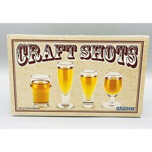 Set Of 4 Craft Beer Pub Shot Glasses Barware Classic Pint Shapes Brewery Box